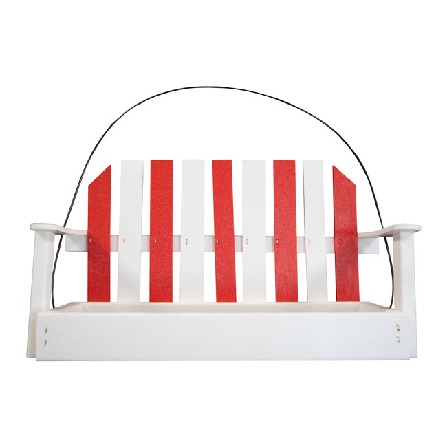 Amish Made Recycled Plastic Swing Seed Feeder, Red & White