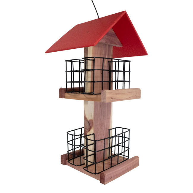 Amish Made Cedar and Recycled Plastic Quad Suet Cake Tower